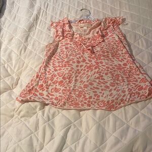 Vintage Oscar de la Renta Pink and White Ruffled Tank Top